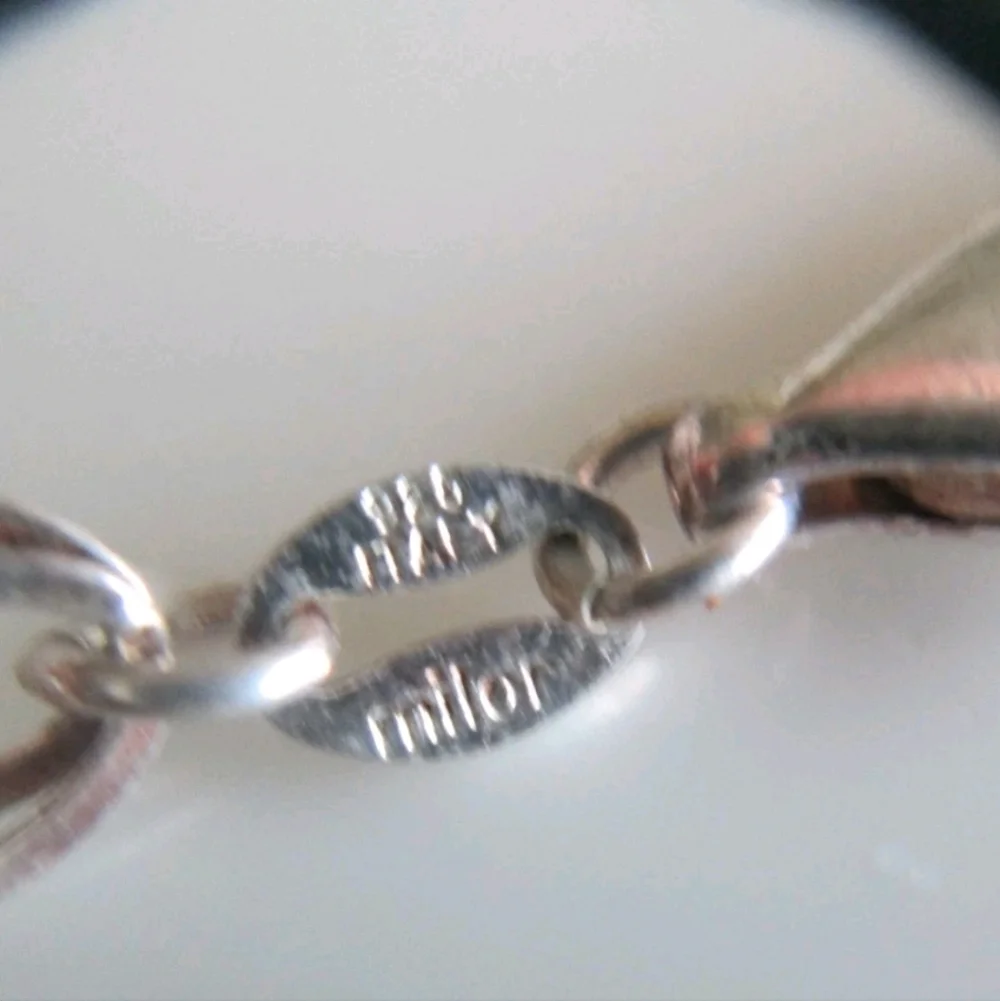 Milor Italian Sterling Silver Oval Link Station Necklace